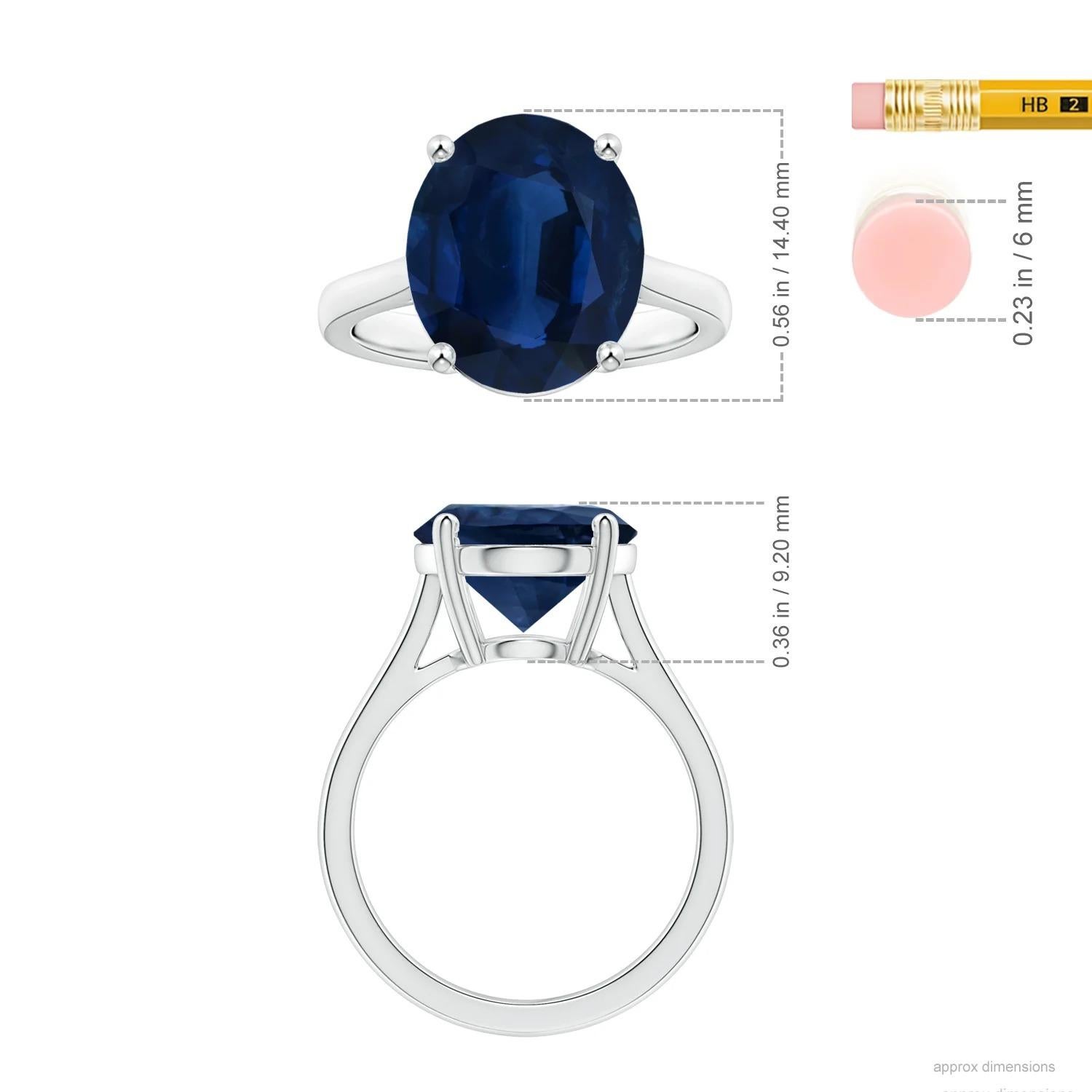 For Sale:  Angara Gia Certified Sapphire Solitaire Reverse Tapered Shank Ring in Platinum 5