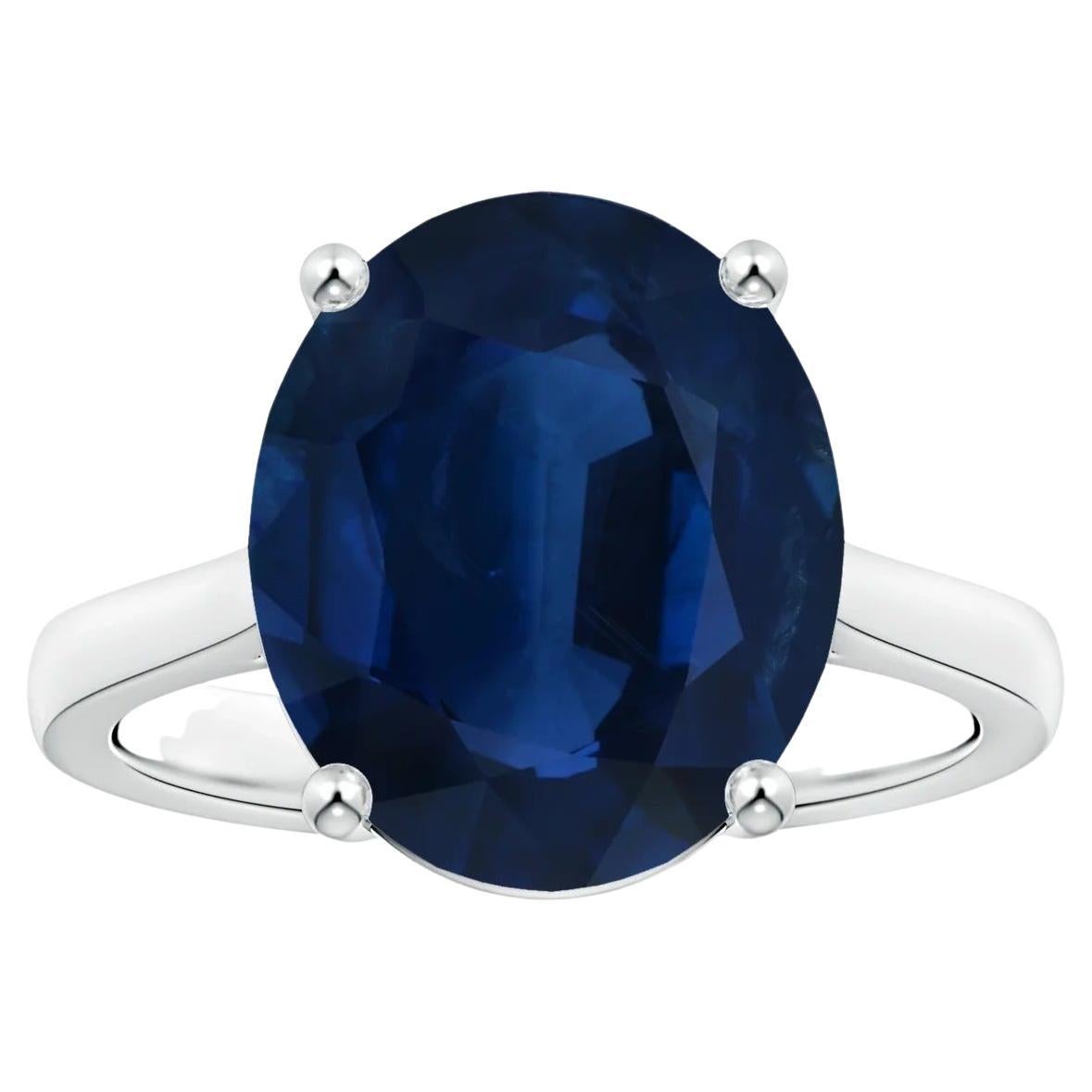For Sale:  Angara Gia Certified Sapphire Solitaire Reverse Tapered Shank Ring in Platinum