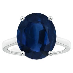 Angara Gia Certified Sapphire Solitaire Reverse Tapered Shank Ring in Platinum