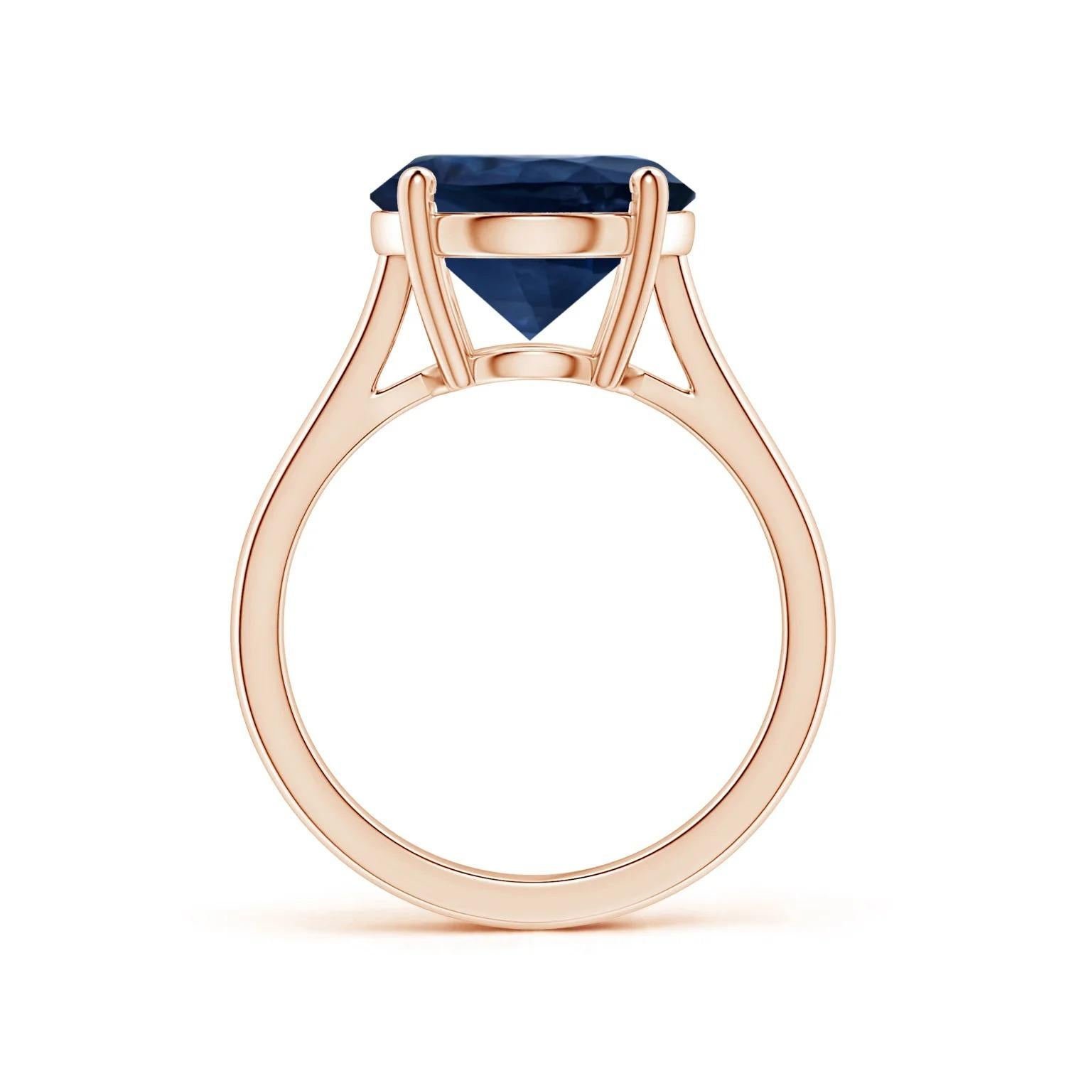 For Sale:  Angara Gia Certified Sapphire Solitaire Reverse Tapered Shank Ring in Rose Gold 2