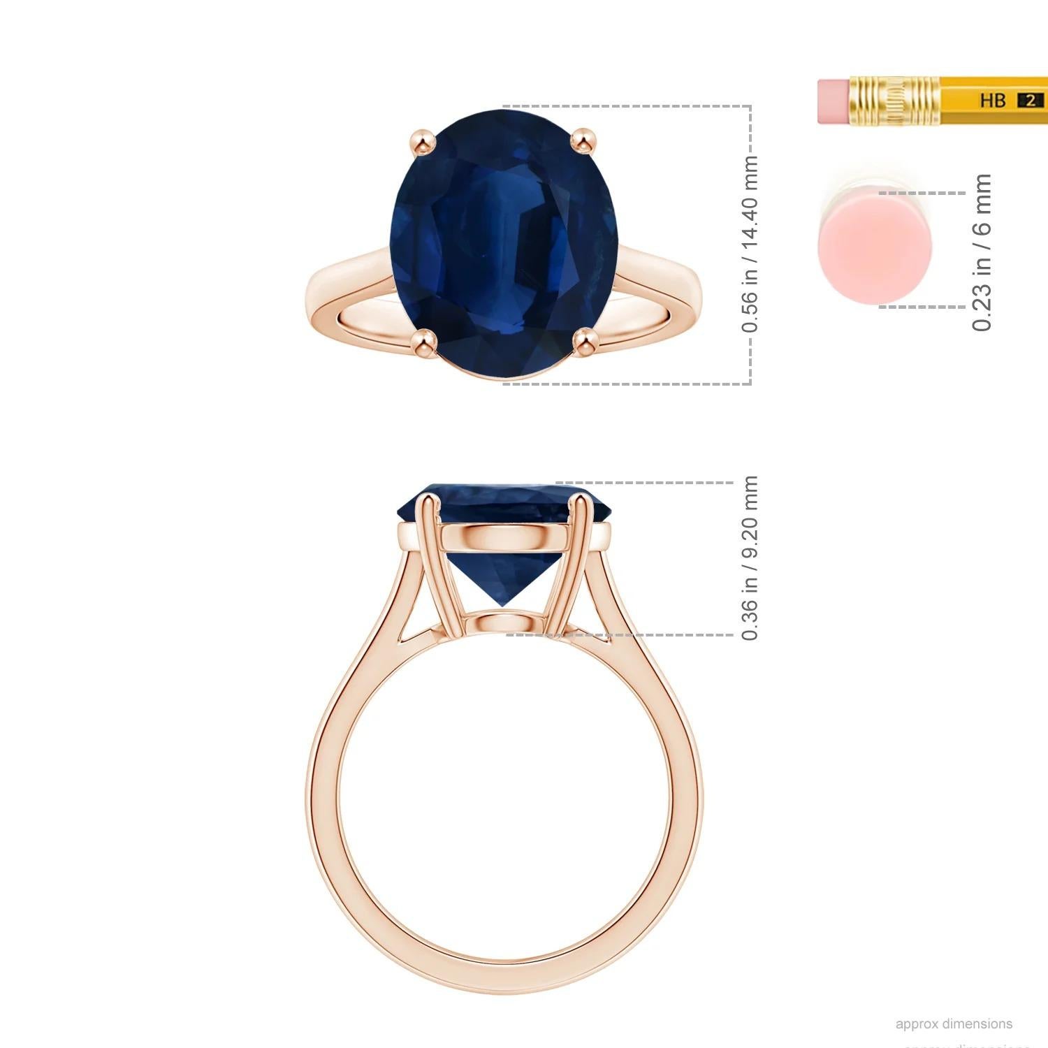 For Sale:  Angara Gia Certified Sapphire Solitaire Reverse Tapered Shank Ring in Rose Gold 5