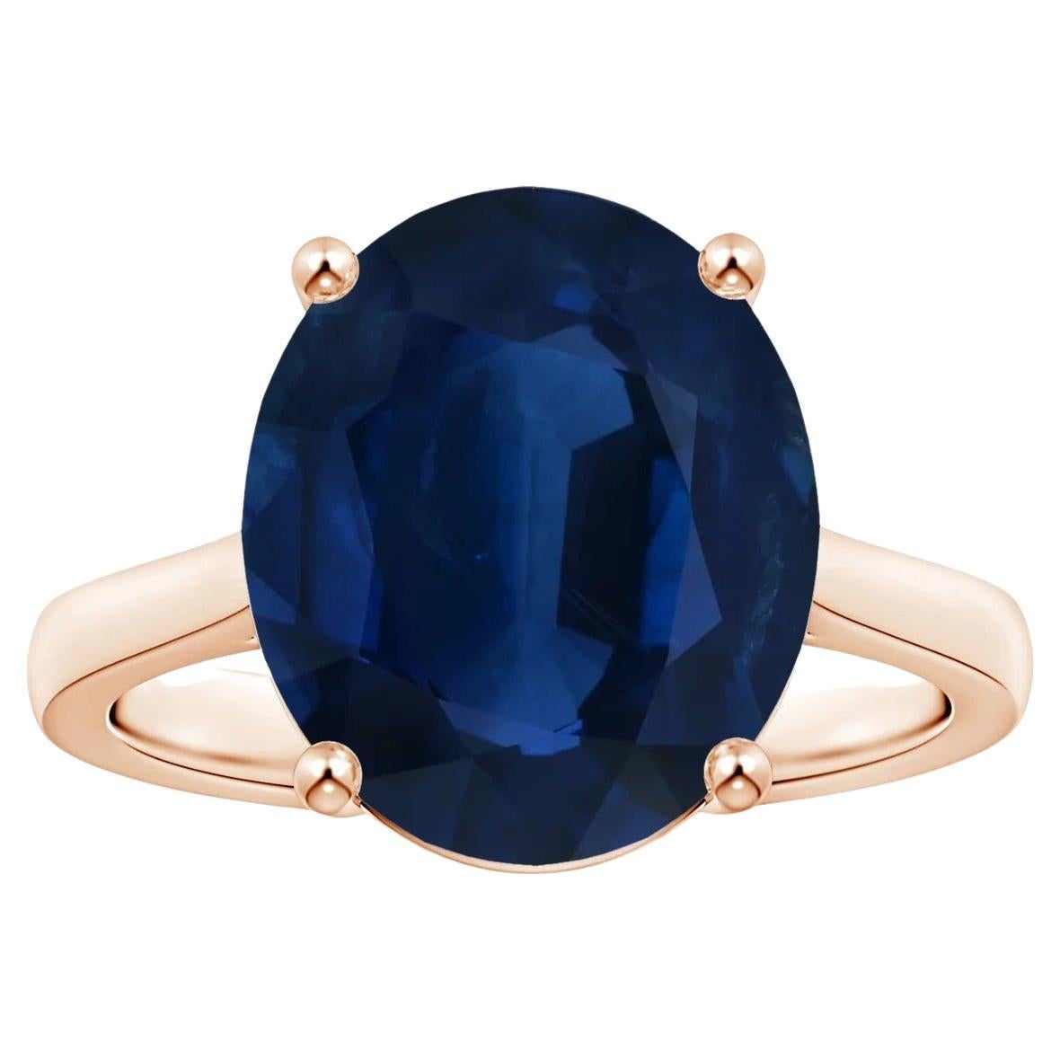 For Sale:  Angara Gia Certified Sapphire Solitaire Reverse Tapered Shank Ring in Rose Gold
