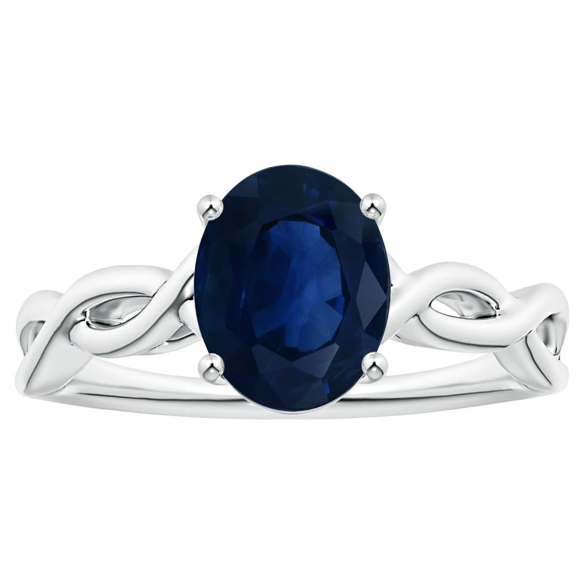 For Sale:  ANGARA GIA Certified Sapphire Solitaire Ring in Platinum with Twisted Shank