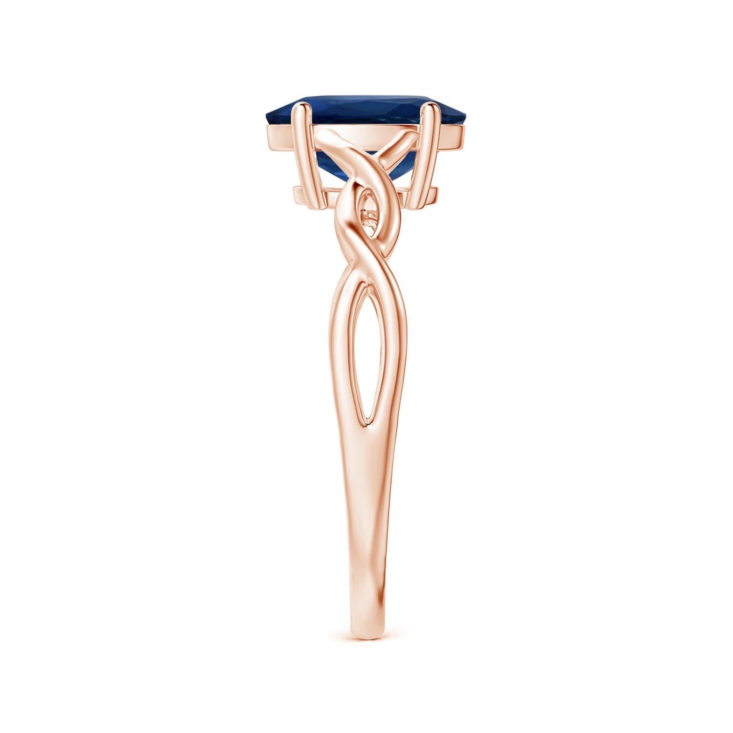 For Sale:  ANGARA GIA Certified Sapphire Solitaire Ring in Rose Gold with Twisted Shank 4