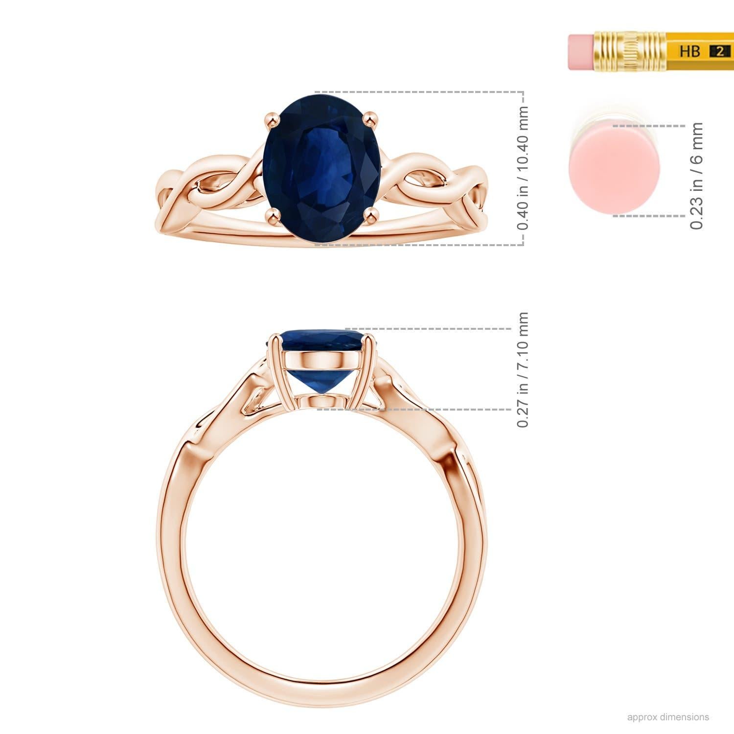 ANGARA GIA Certified Sapphire Solitaire Ring in Rose Gold with Twisted Shank 5