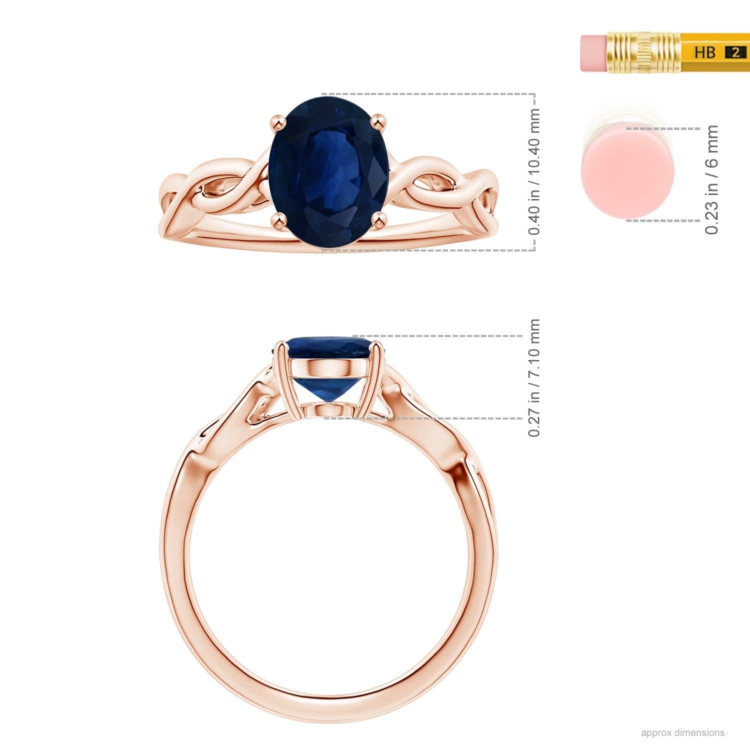 For Sale:  ANGARA GIA Certified Sapphire Solitaire Ring in Rose Gold with Twisted Shank 5