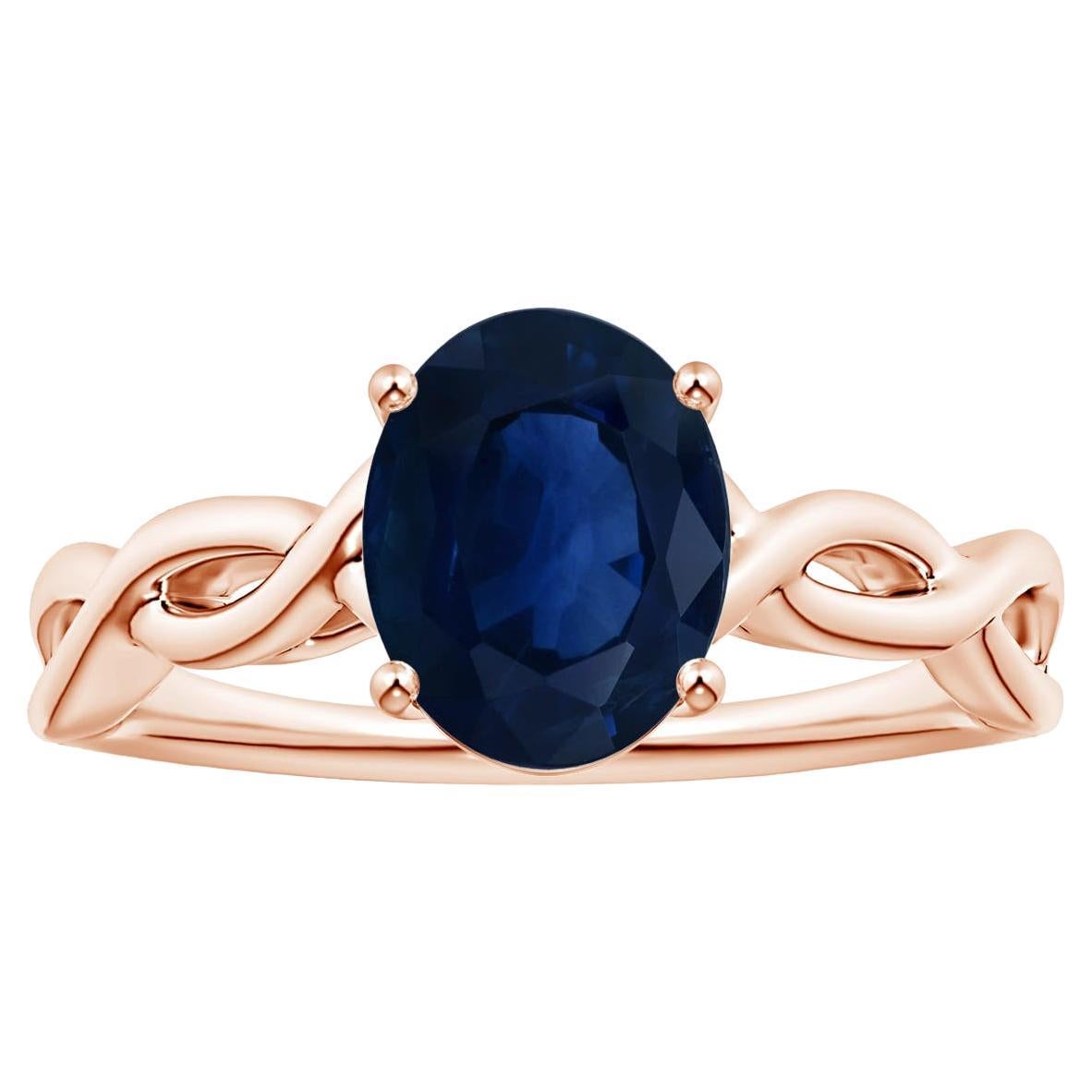 For Sale:  ANGARA GIA Certified Sapphire Solitaire Ring in Rose Gold with Twisted Shank