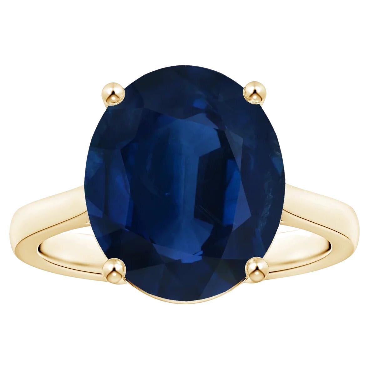 For Sale:  Angara Gia Certified Sapphire Solitaire Ring in Yellow Gold