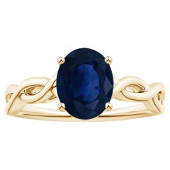 ANGARA GIA Certified Sapphire Solitaire Ring in Yellow Gold with Twisted Shank