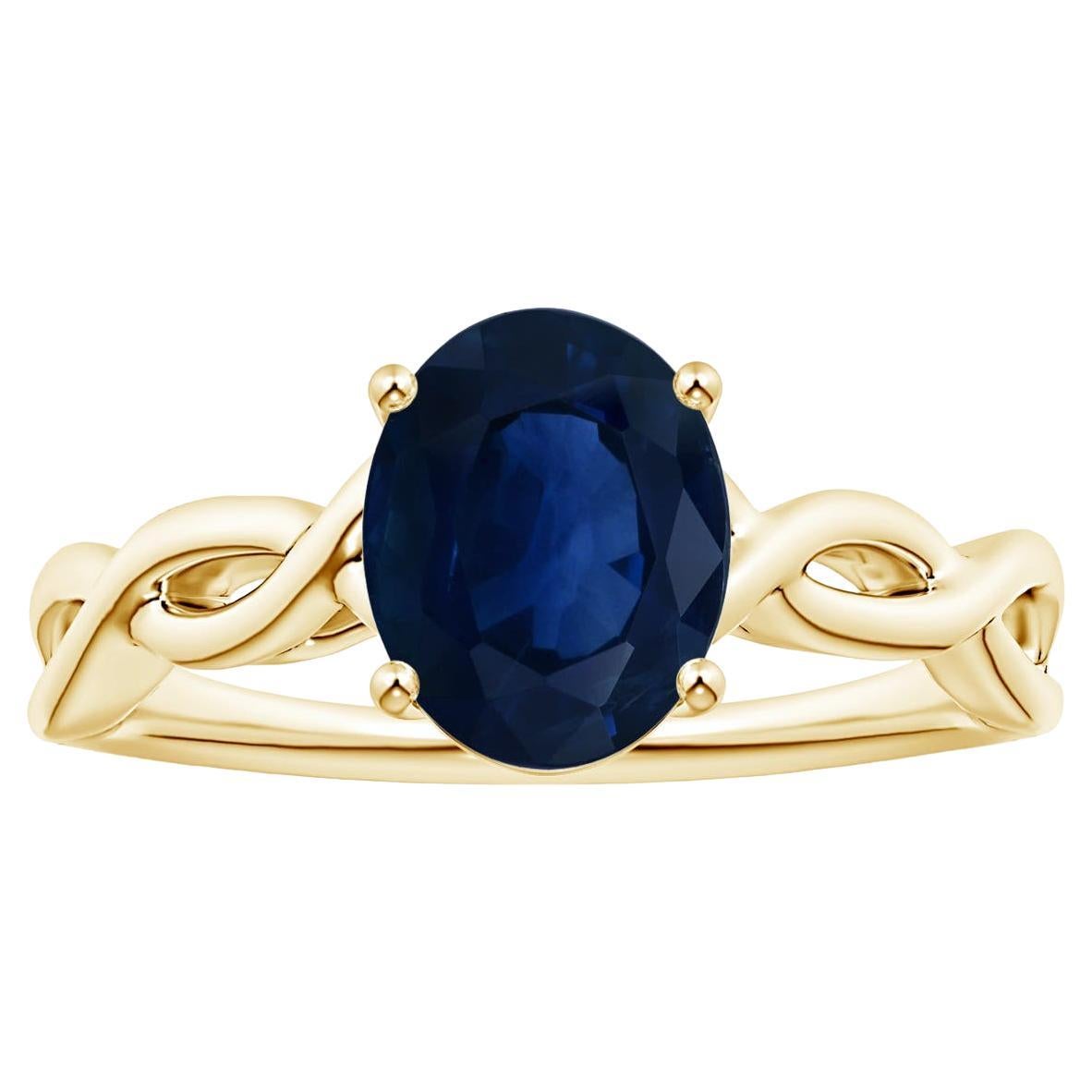 For Sale:  ANGARA GIA Certified Sapphire Solitaire Ring in Yellow Gold with Twisted Shank