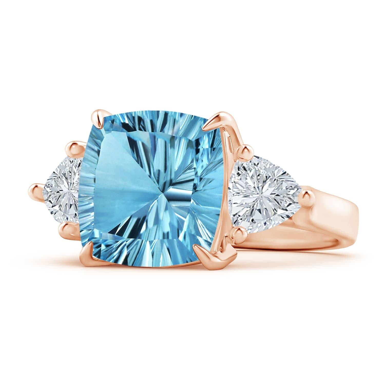 For Sale:  Angara Gia Certified Sky Blue Topaz Classic Three Stone Rose Gold Ring 2