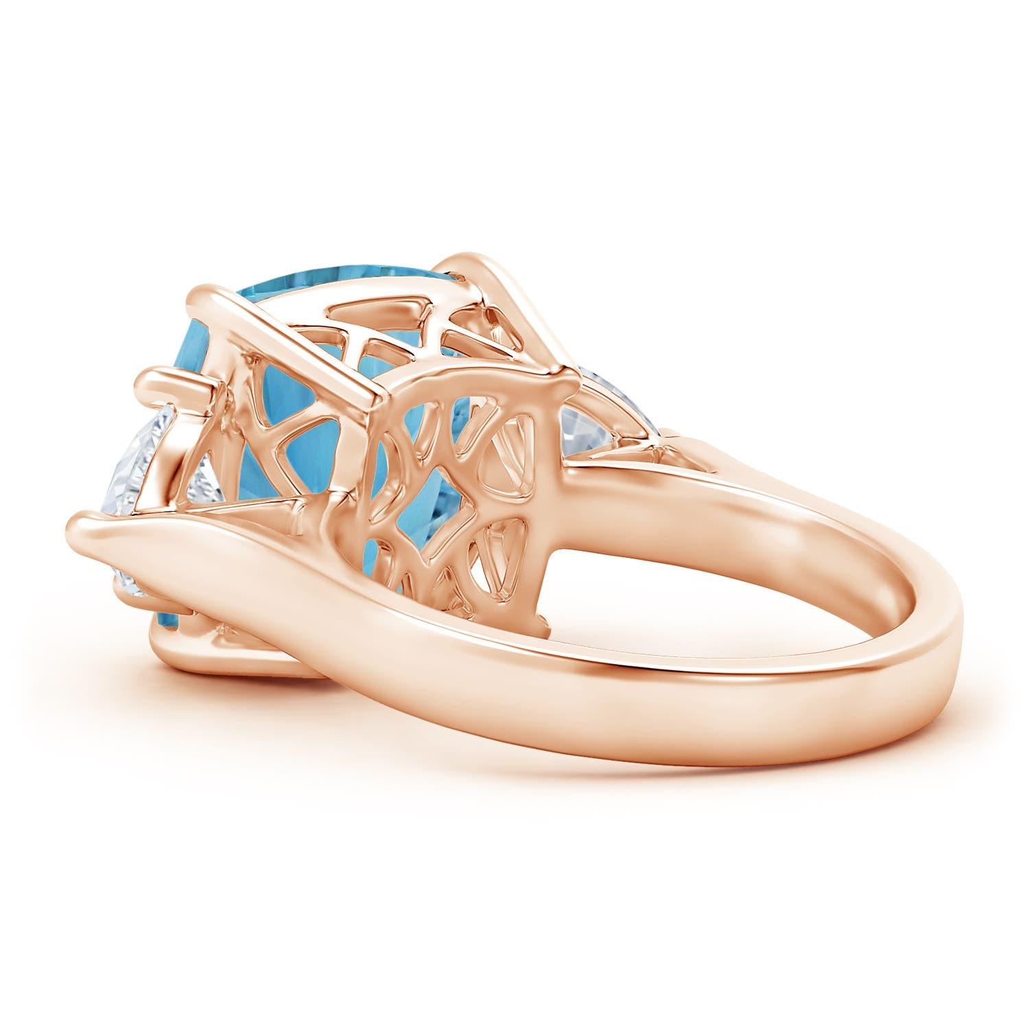 For Sale:  Angara Gia Certified Sky Blue Topaz Classic Three Stone Rose Gold Ring 4