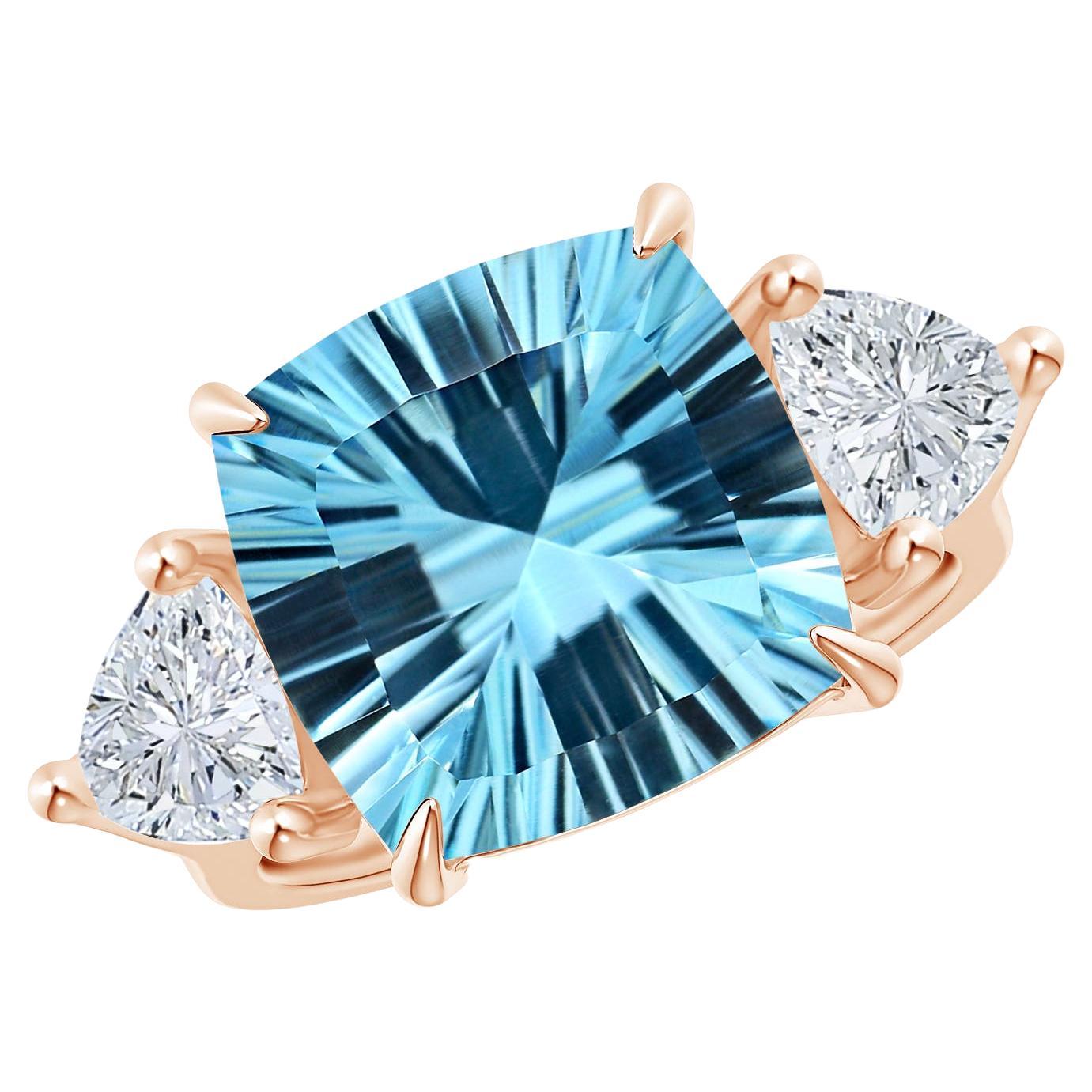 For Sale:  Angara Gia Certified Sky Blue Topaz Classic Three Stone Rose Gold Ring