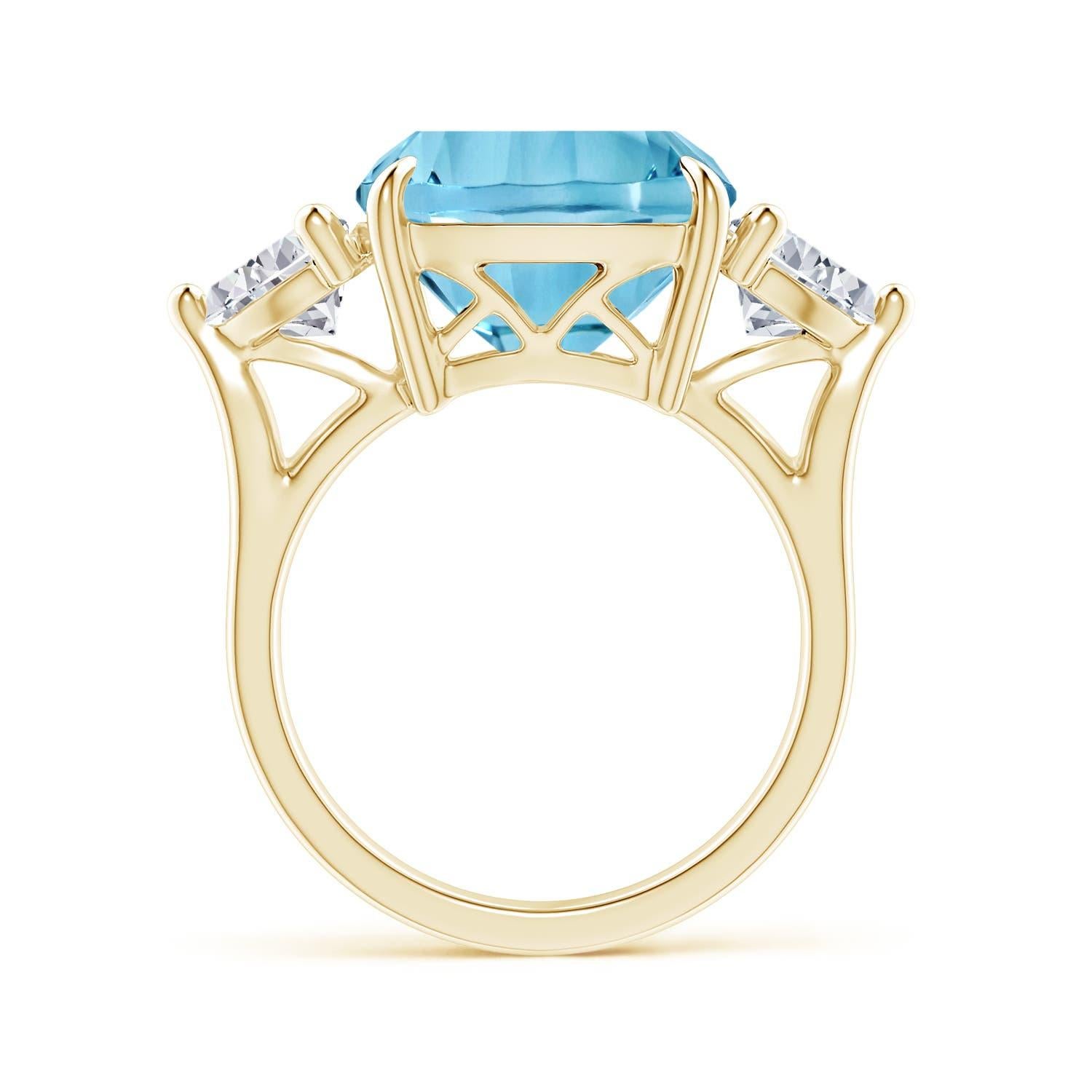 For Sale:  Angara Gia Certified Sky Blue Topaz Classic Three Stone Yellow Gold Ring 3