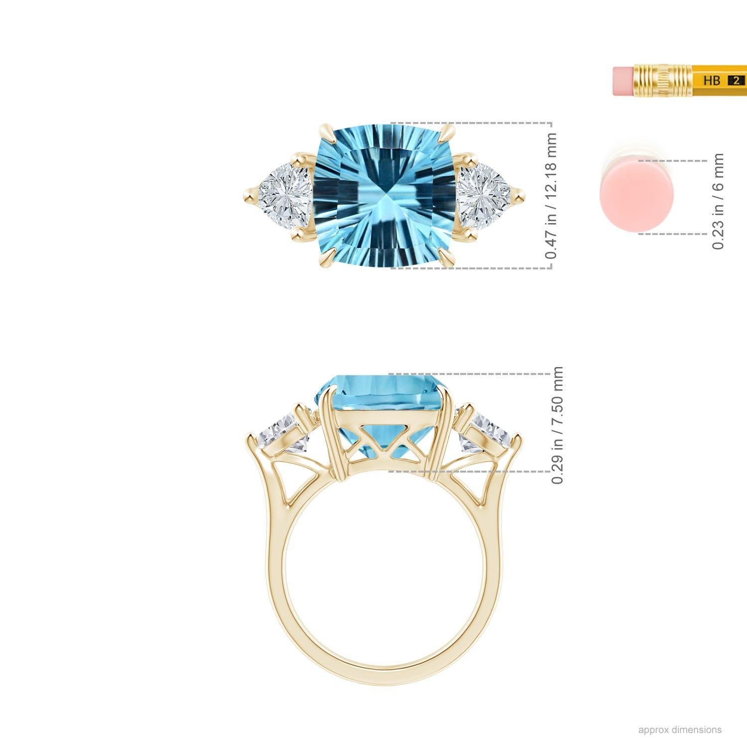 For Sale:  Angara Gia Certified Sky Blue Topaz Classic Three Stone Yellow Gold Ring 6