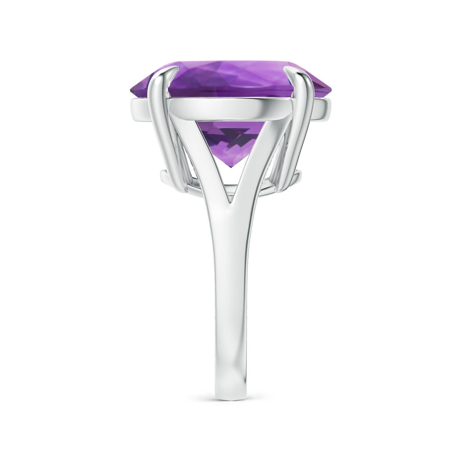 For Sale:  ANGARA GIA Certified Solitaire Amethyst Ring in Platinum with Scrollwork 4