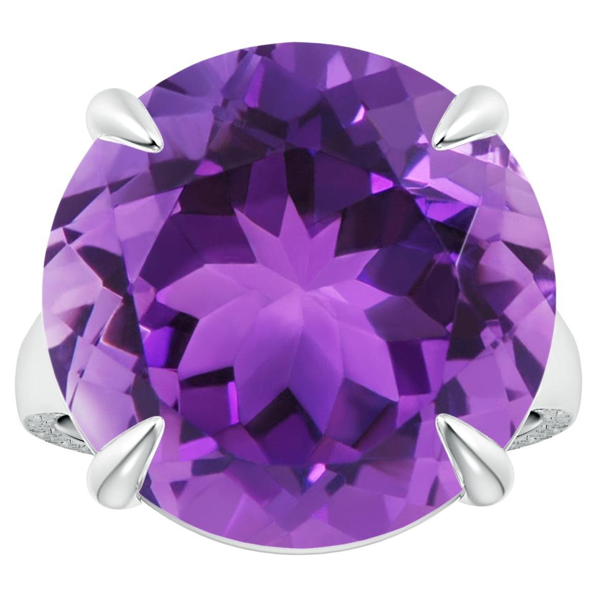 For Sale:  ANGARA GIA Certified Solitaire Amethyst Ring in Platinum with Scrollwork
