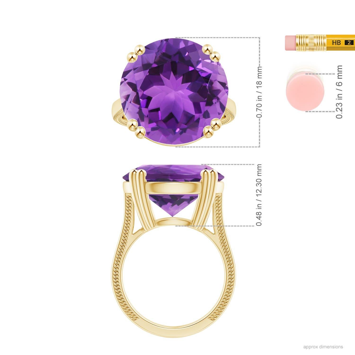 ANGARA Anillo de amatista con solitario certificado GIA en oro amarillo con motivos de hojas  5