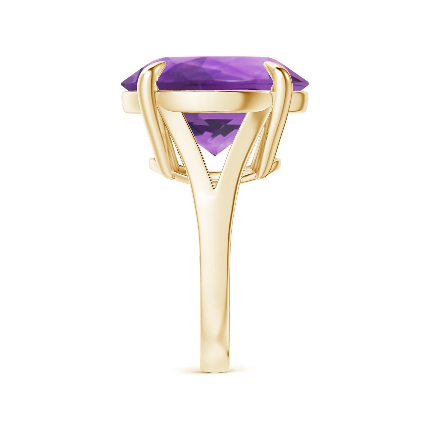 For Sale:  ANGARA GIA Certified Solitaire Amethyst Ring in Yellow Gold with Scrollwork 4