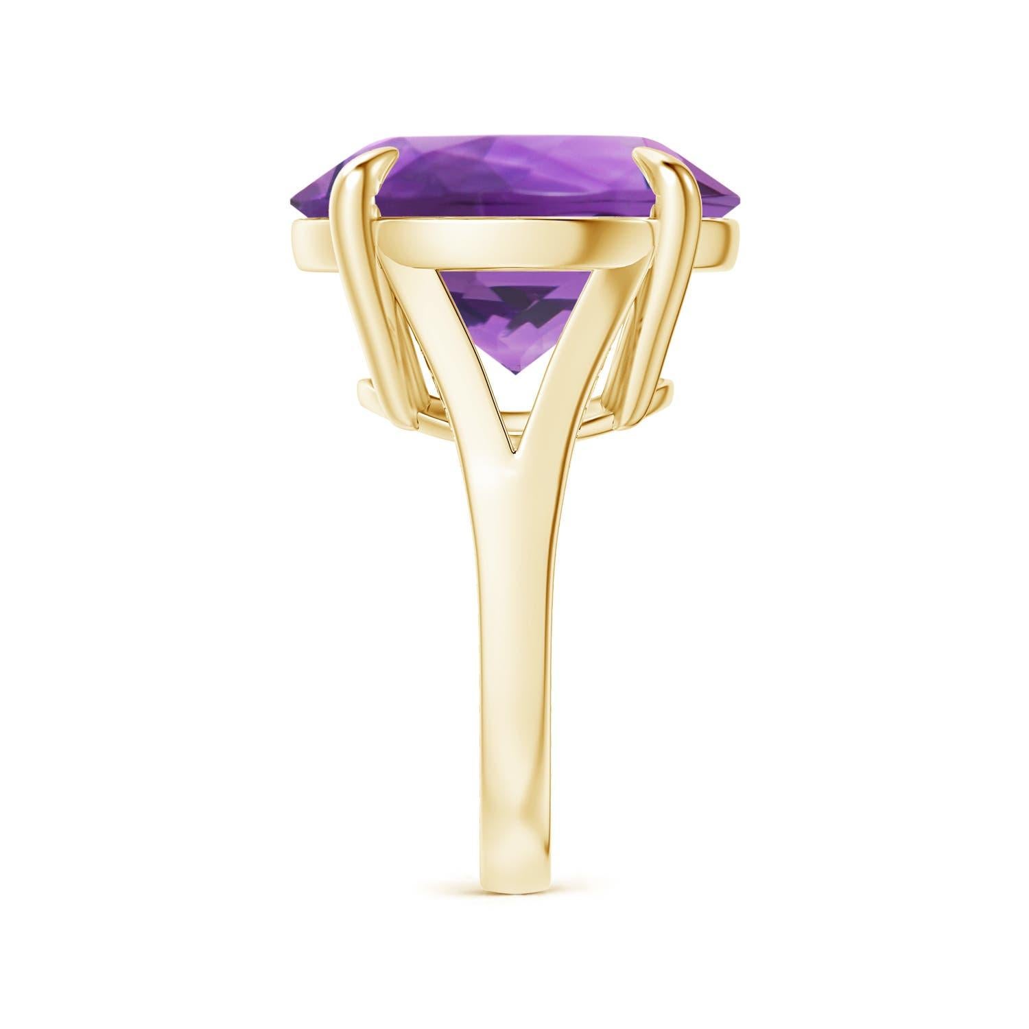For Sale:  ANGARA GIA Certified Solitaire Amethyst Ring in Yellow Gold with Scrollwork 4