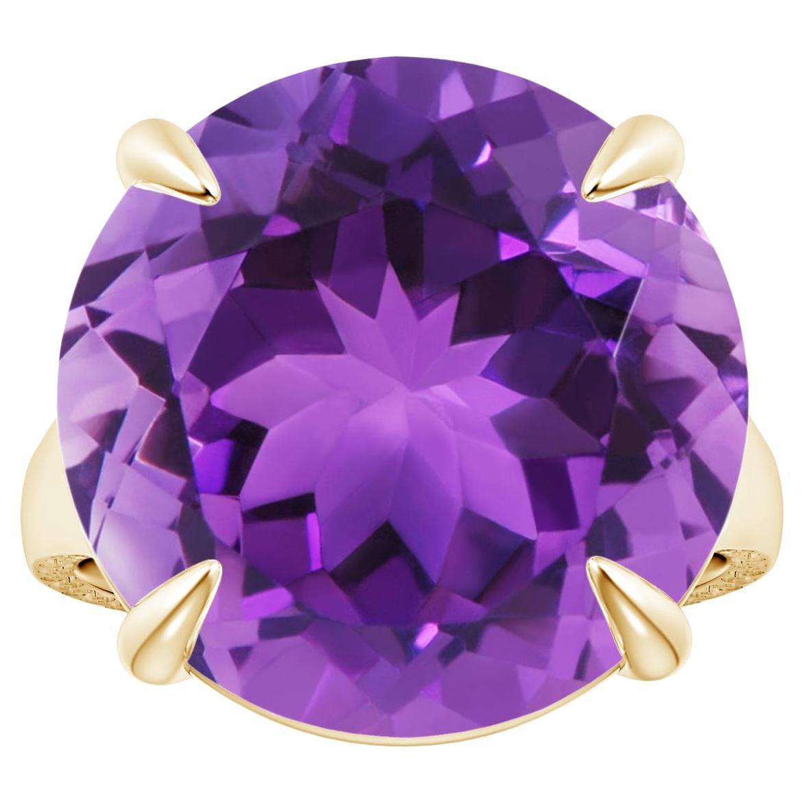 For Sale:  ANGARA GIA Certified Solitaire Amethyst Ring in Yellow Gold with Scrollwork