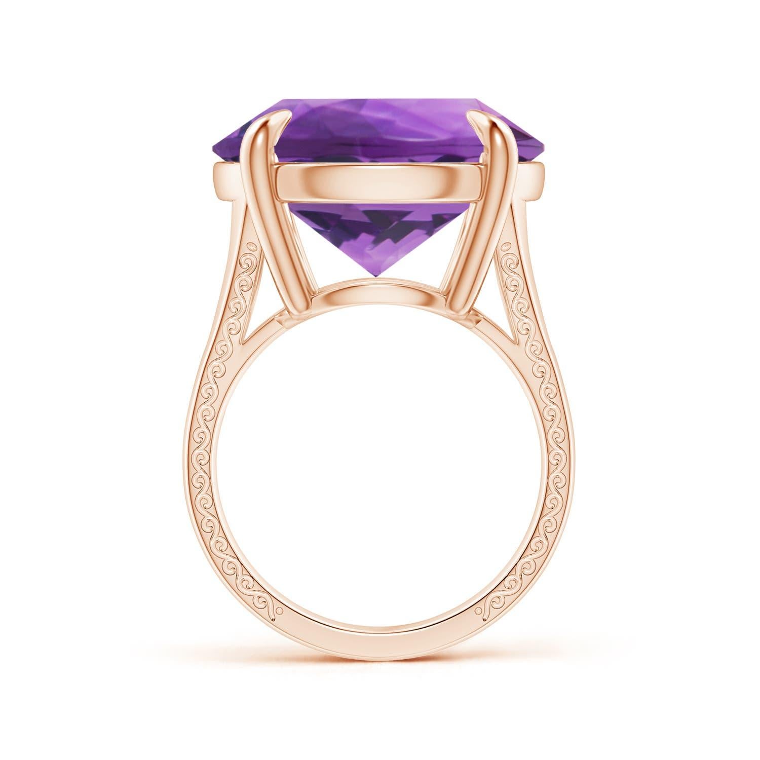 For Sale:  ANGARA GIA Certified Solitaire Amethyst Rose Gold Ring with Scrollwork 2