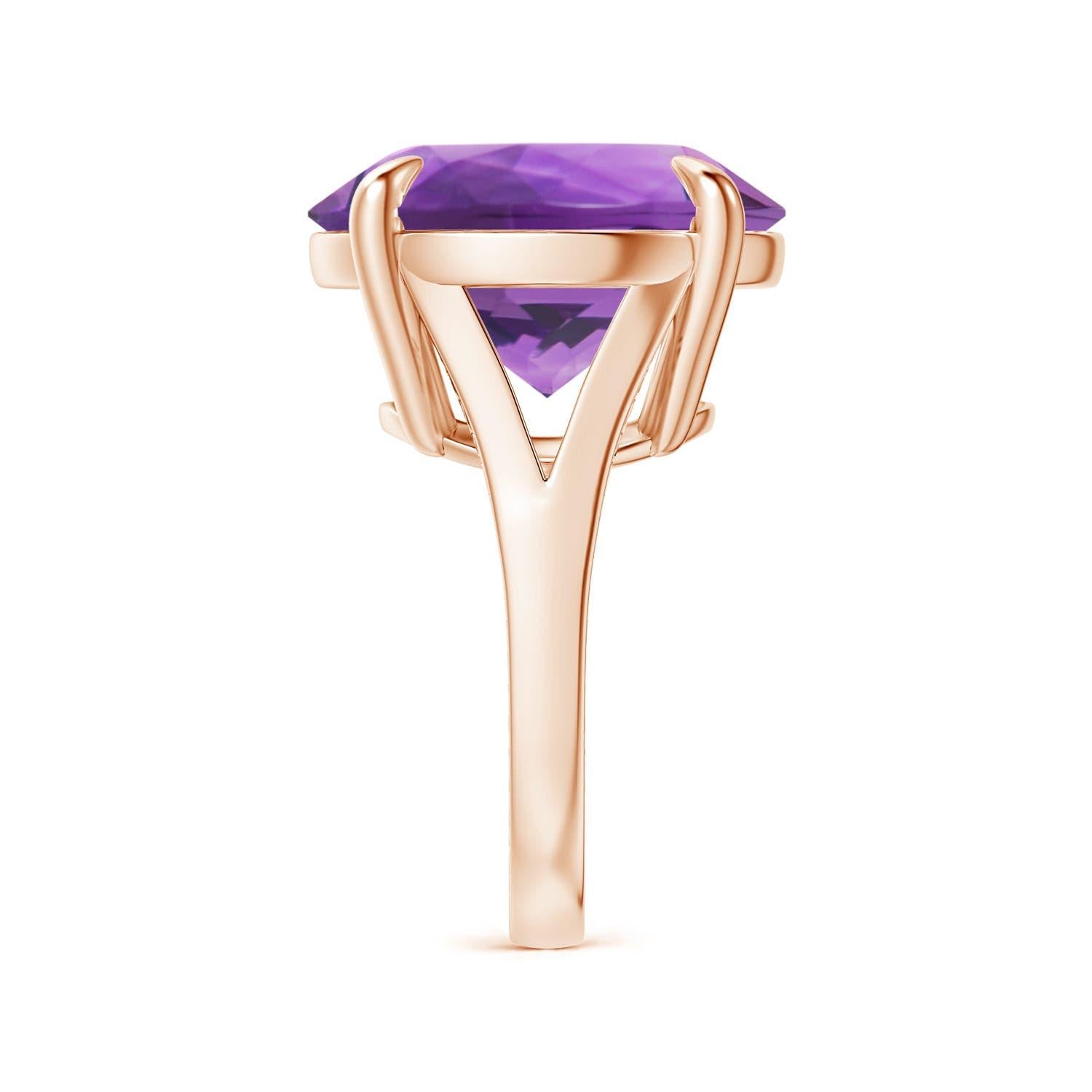 ANGARA GIA Certified Solitaire Amethyst Rose Gold Ring with Scrollwork 4