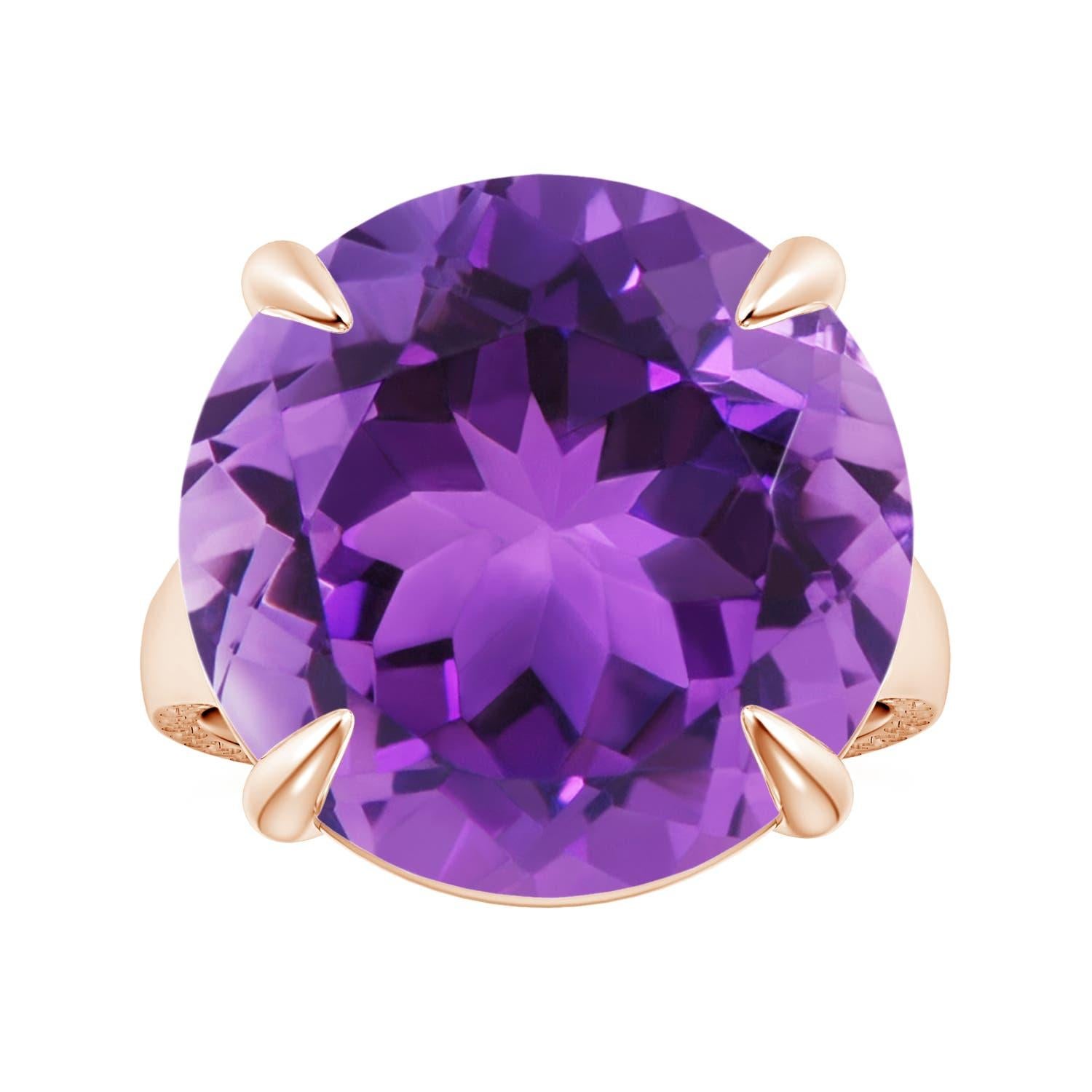 ANGARA GIA Certified Solitaire Amethyst Rose Gold Ring with Scrollwork