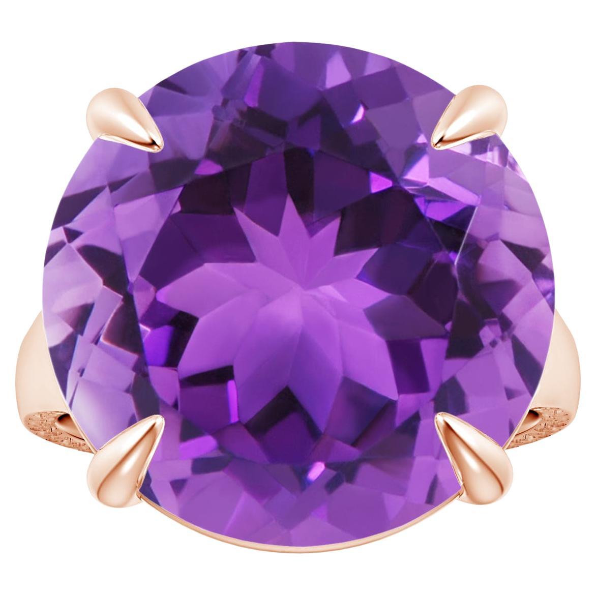 ANGARA GIA Certified Solitaire Amethyst Rose Gold Ring with Scrollwork
