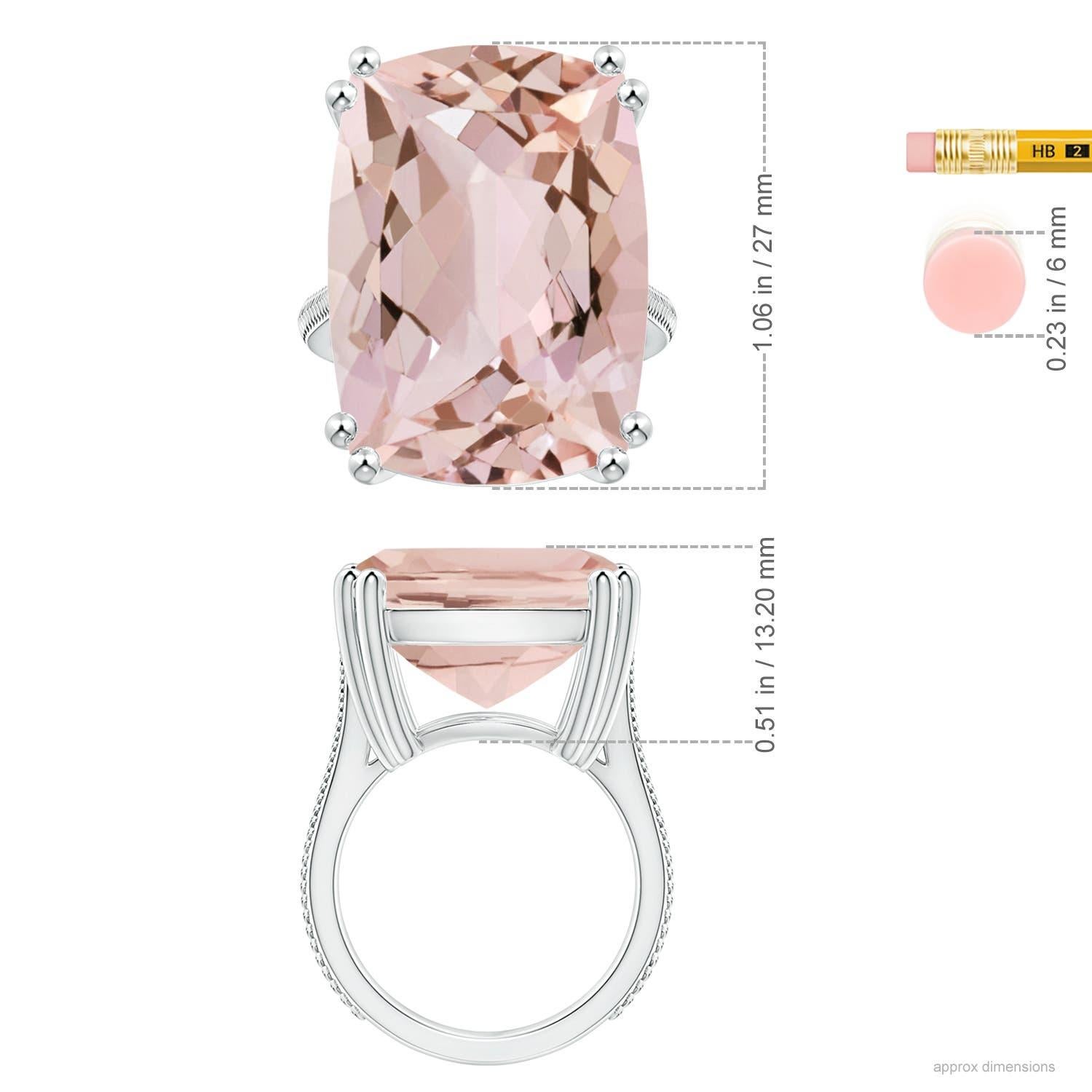 Angara GIA Certified Solitaire Cushion Morganite Feather Ring in Platinum 5