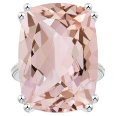 Angara GIA Certified Solitaire Cushion Morganite Feather Ring in Platinum