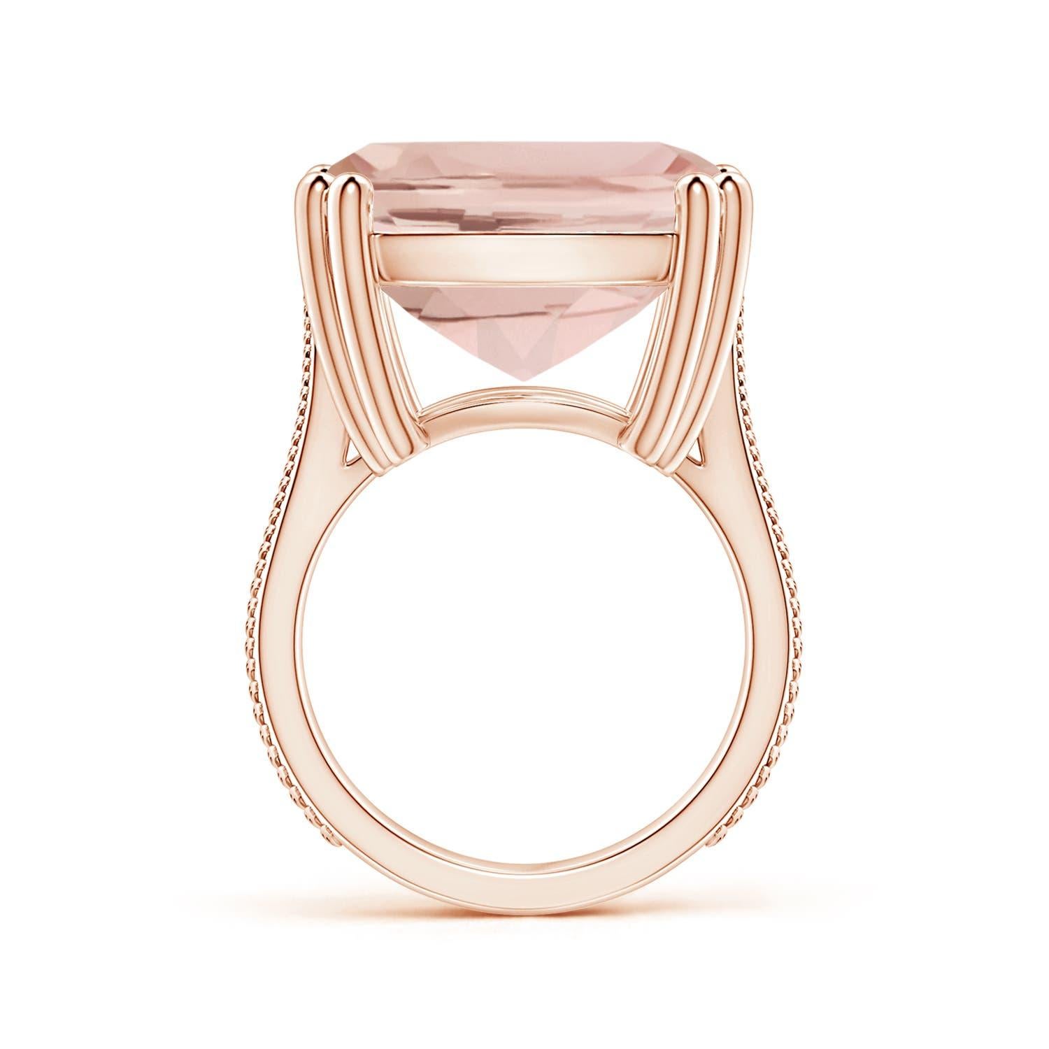 For Sale:  ANGARA GIA Certified Solitaire Cushion Morganite Feather Ring in Rose Gold 2
