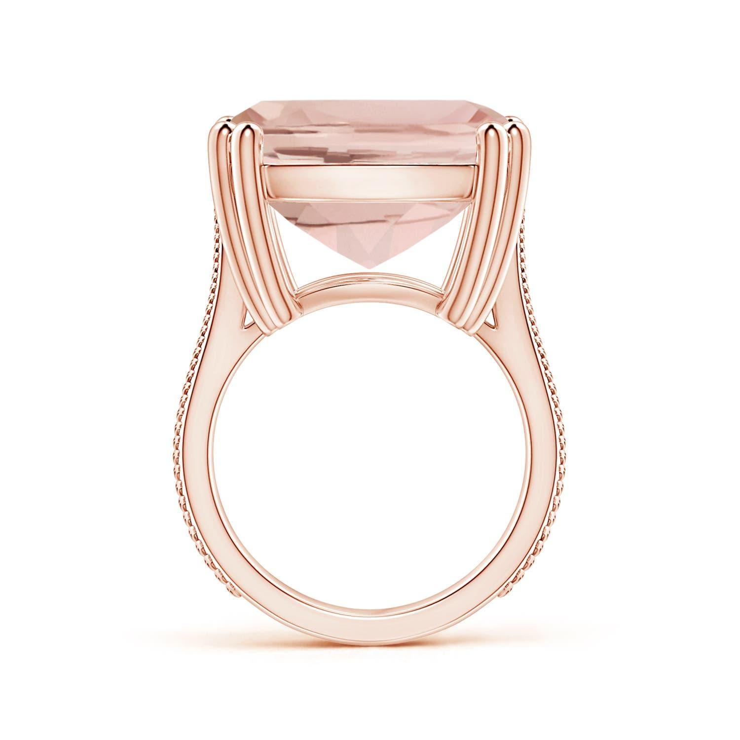 For Sale:  Angara GIA Certified Solitaire Cushion Morganite Feather Ring in Rose Gold 2