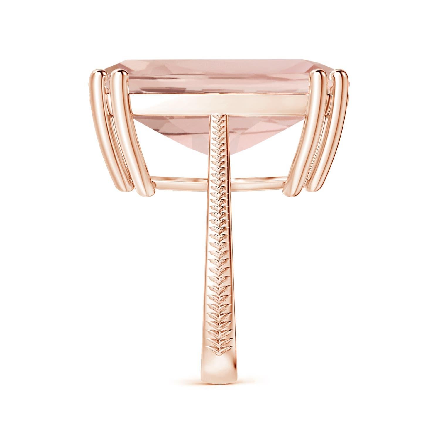 ANGARA GIA Certified Solitaire Cushion Morganite Feather Ring in Rose Gold 4