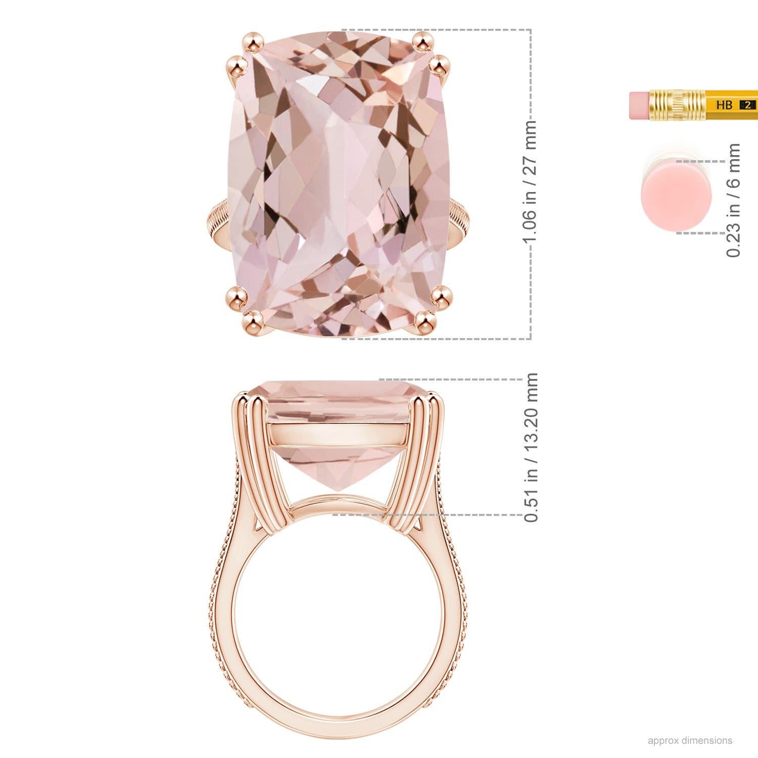 For Sale:  ANGARA GIA Certified Solitaire Cushion Morganite Feather Ring in Rose Gold 5