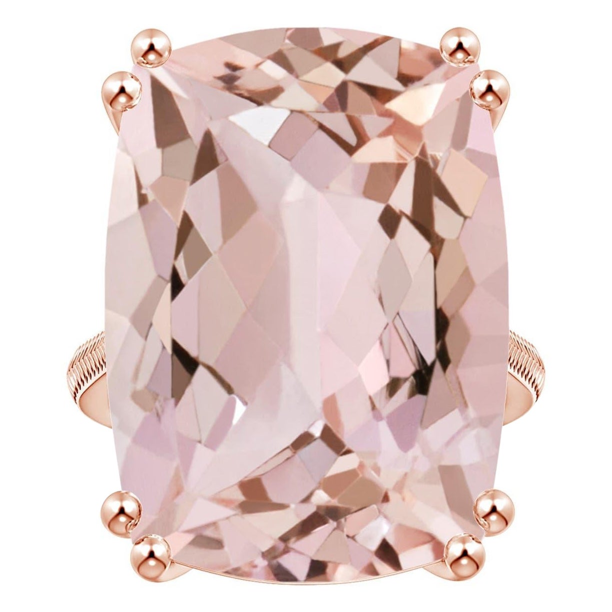 Angara GIA-zertifizierter Morganit-Federring aus Roségold mit Solitär-Kissen ()