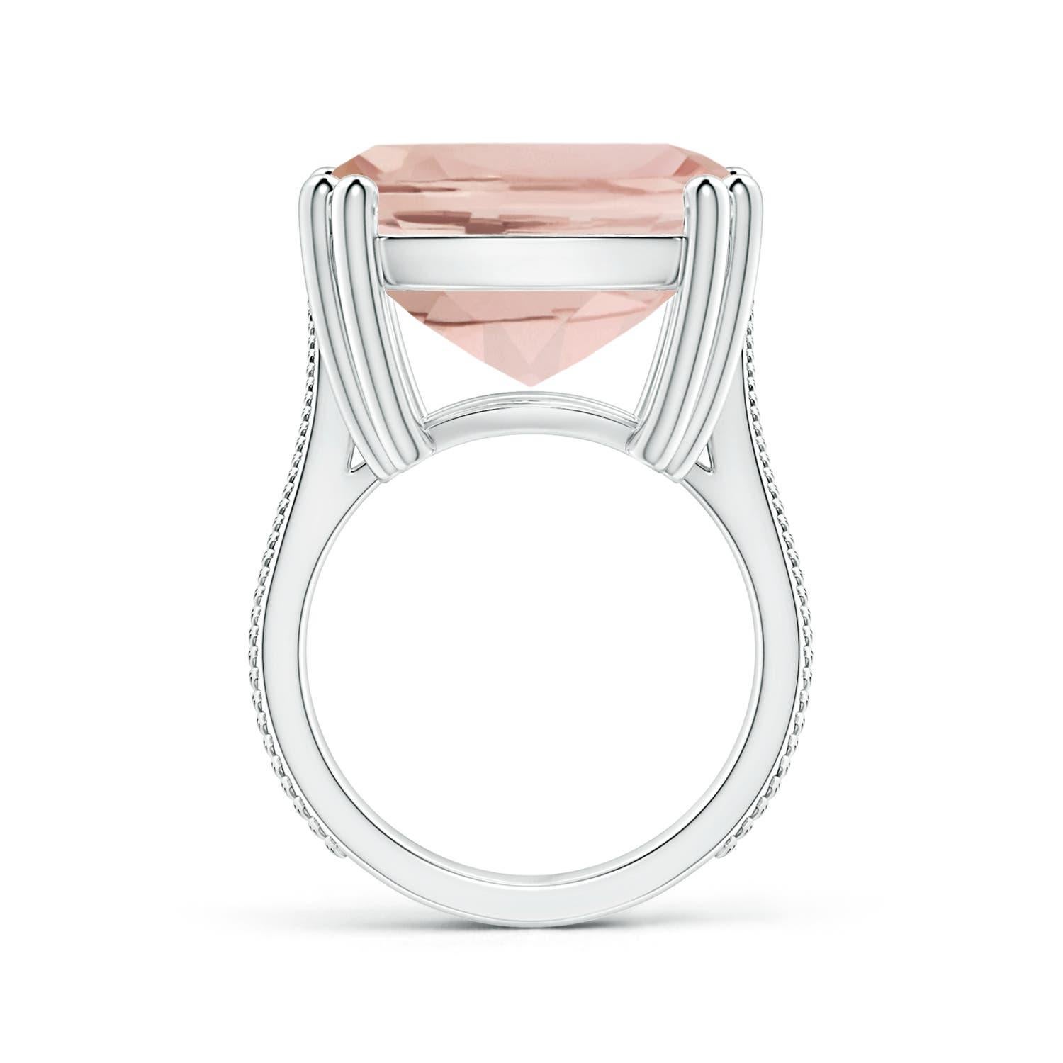 Angara GIA Certified Solitaire Cushion Morganite Feather Ring in White Gold 2