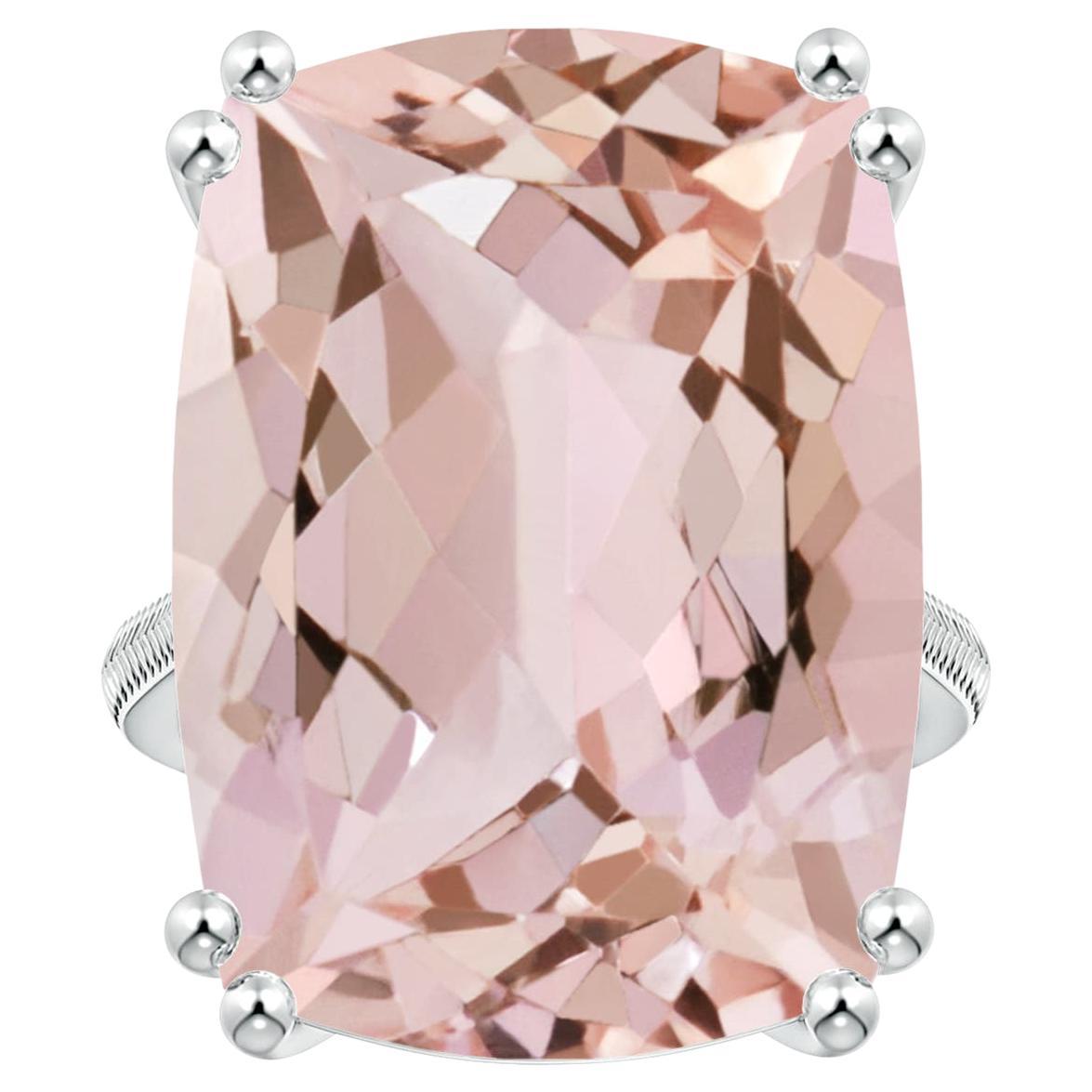 Angara GIA Certified Solitaire Cushion Morganite Feather Ring in White Gold