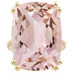 Angara Gia Certified Solitaire Cushion Morganite Feather Ring in Yellow Gold