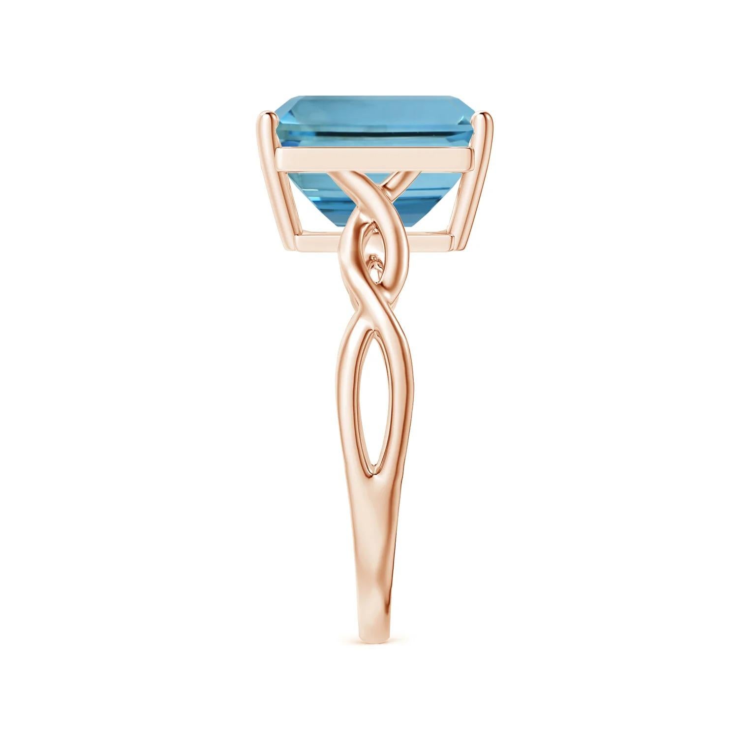 For Sale:  Angara Gia Certified Solitaire Emerald-Cut Aquamarine Ring in Rose Gold 4