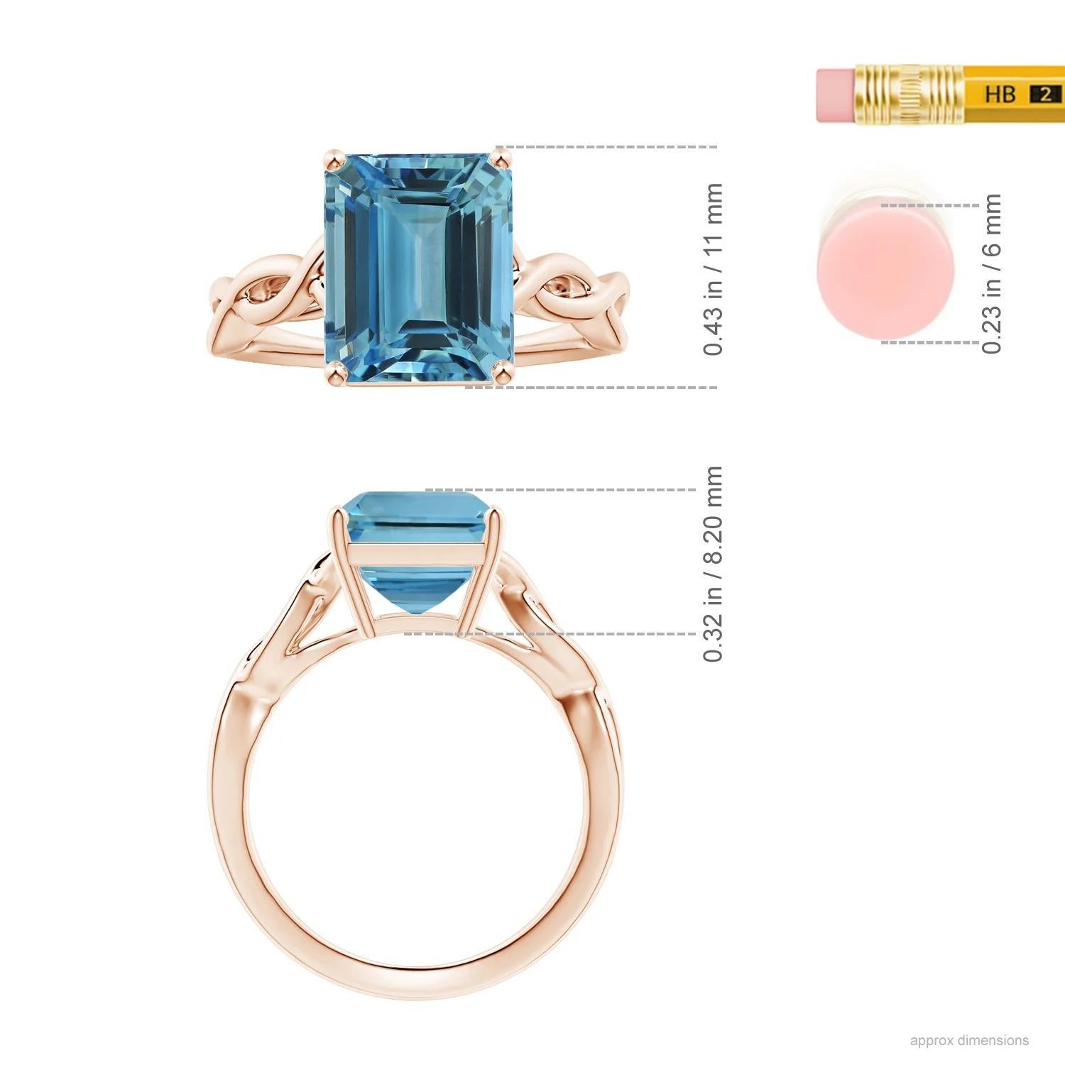 For Sale:  Angara Gia Certified Solitaire Emerald-Cut Aquamarine Ring in Rose Gold 5
