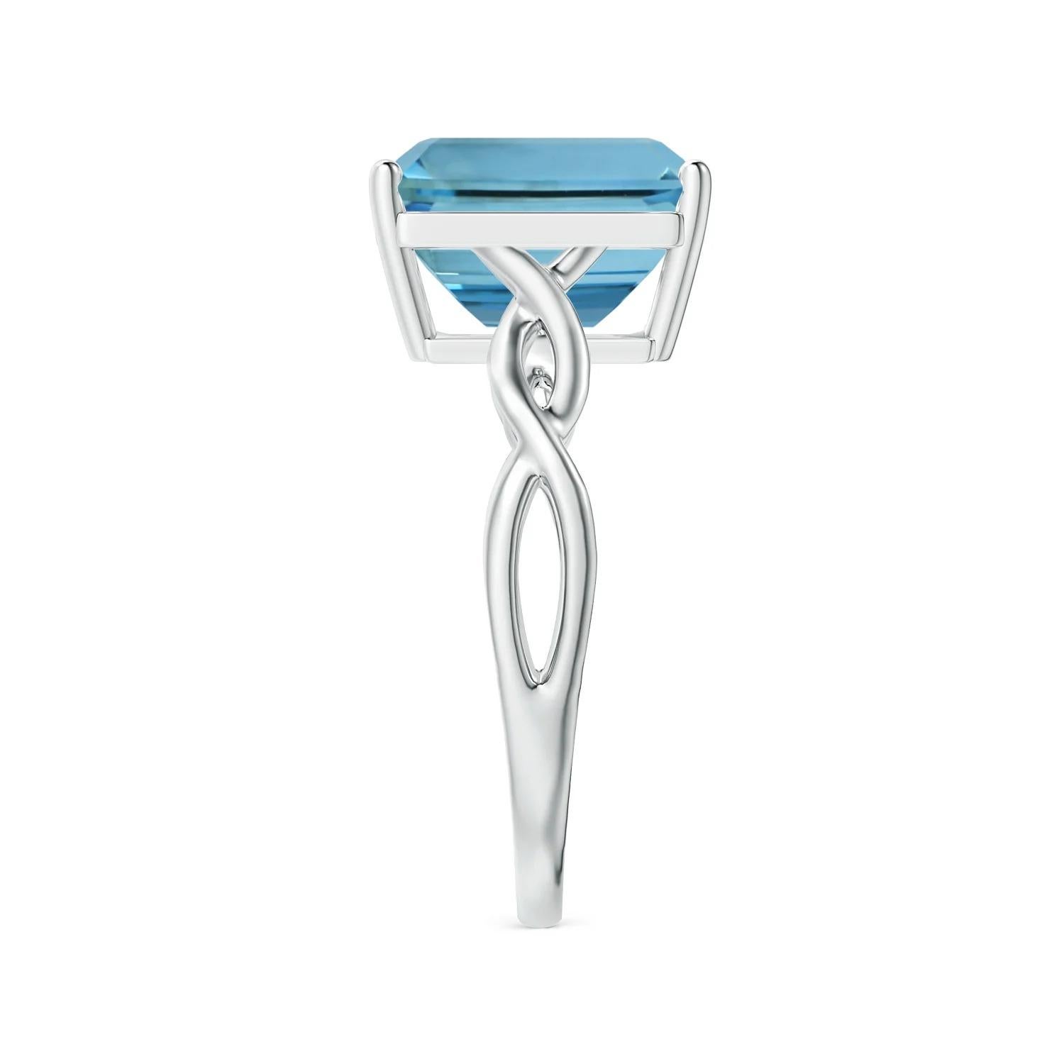 For Sale:  ANGARA GIA Certified Solitaire Emerald-Cut Aquamarine Ring in White Gold 4