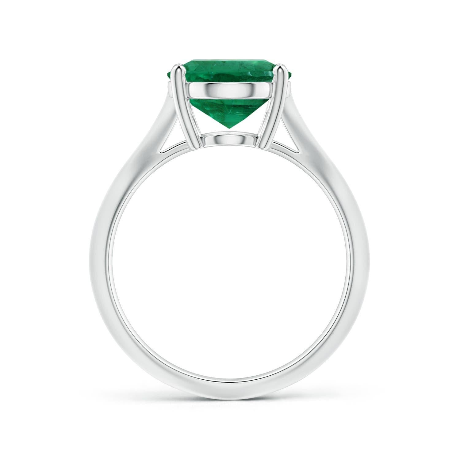 For Sale:  ANGARA GIA Certified Solitaire Emerald Knife-Edge Shank Ring in Platinum 2