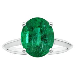 ANGARA GIA Certified Solitaire Emerald Knife-Edge Shank Ring in Platinum