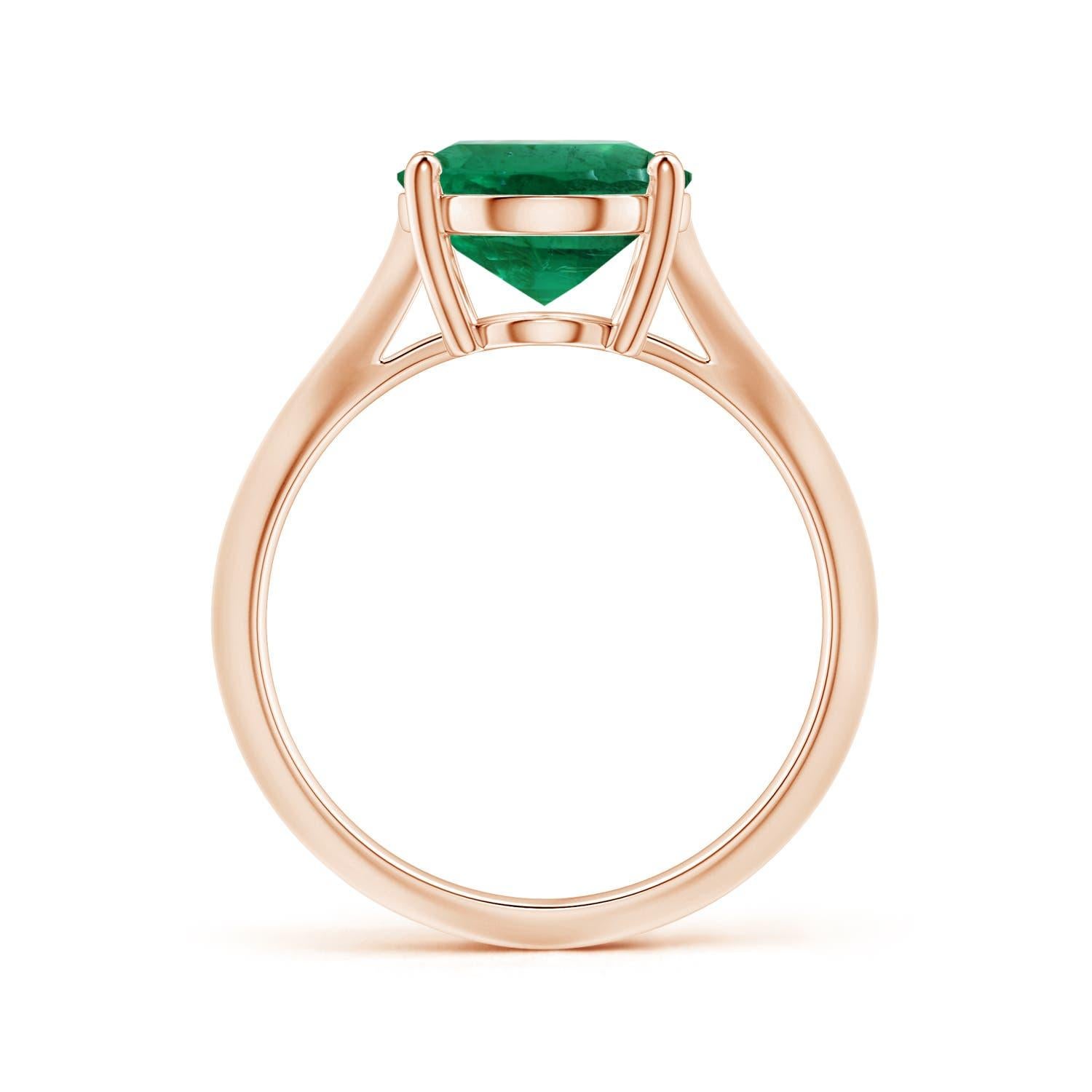 For Sale:  Angara GIA Certified Solitaire Emerald Knife-Edge Shank Ring in Rose Gold 2