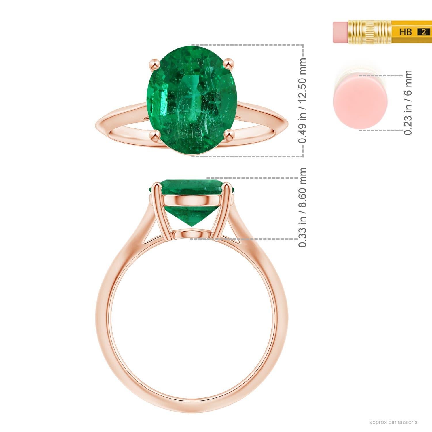 For Sale:  Angara GIA Certified Solitaire Emerald Knife-Edge Shank Ring in Rose Gold 5