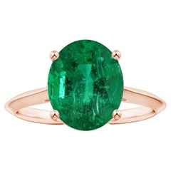 Angara GIA Certified Solitaire Emerald Knife-Edge Shank Ring in Rose Gold