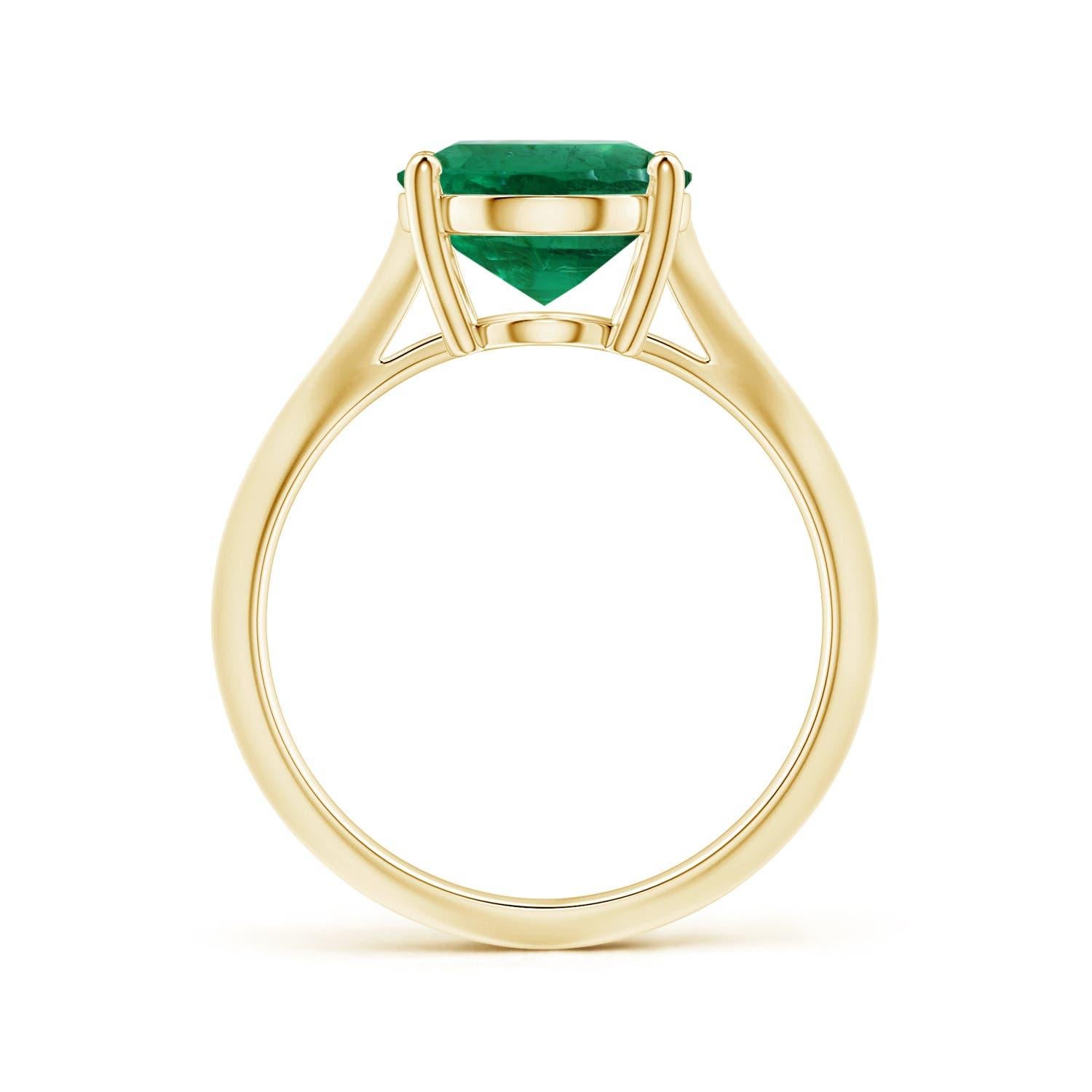 For Sale:  ANGARA GIA Certified Solitaire Emerald Knife-Edge Shank Ring in Yellow Gold 2