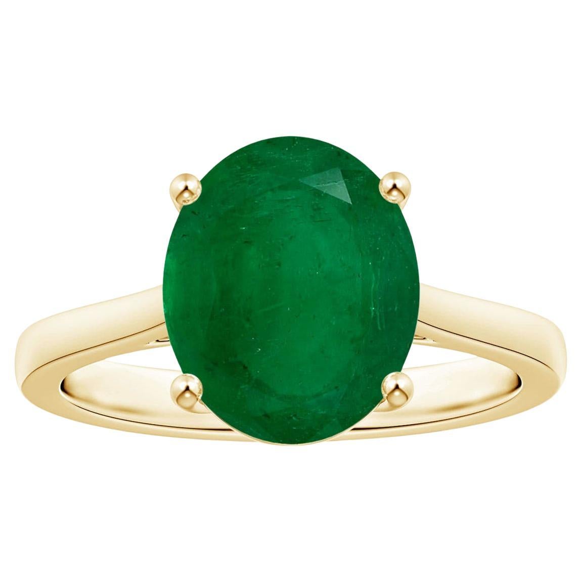 Bague Solitaire émeraude Argent 925 - Taille 7 - Main Verte - Fait Main
