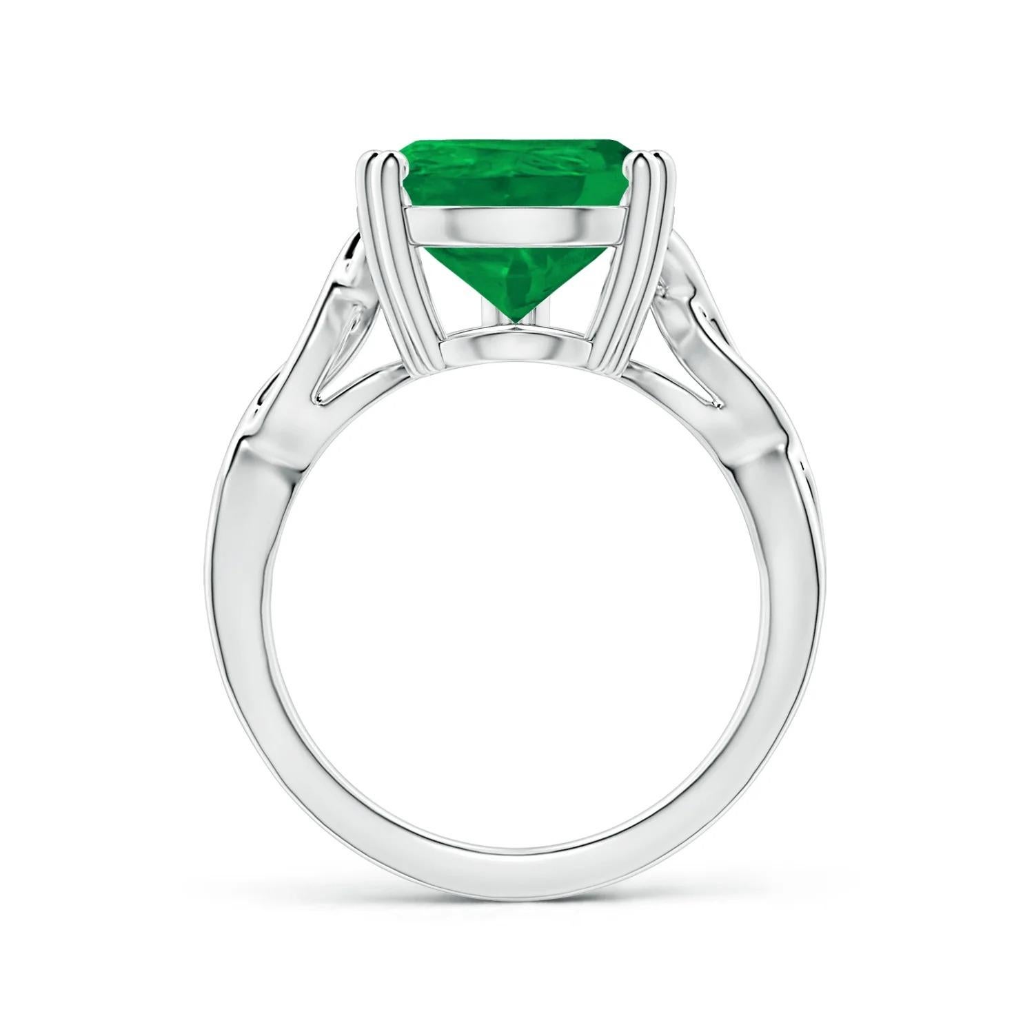 For Sale:  ANGARA GIA Certified Solitaire Emerald Twisted Shank Ring in Platinum 2